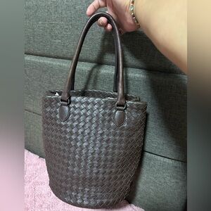 Bottega Venetta Elegant Brown Woven Tote Bag